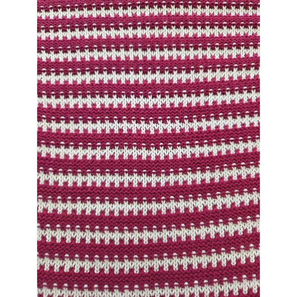 Ann Taylor Factory Pink Stripe Short Sleeve Sweater Womens Large Cotton Knit Top - Picture 7 of 7